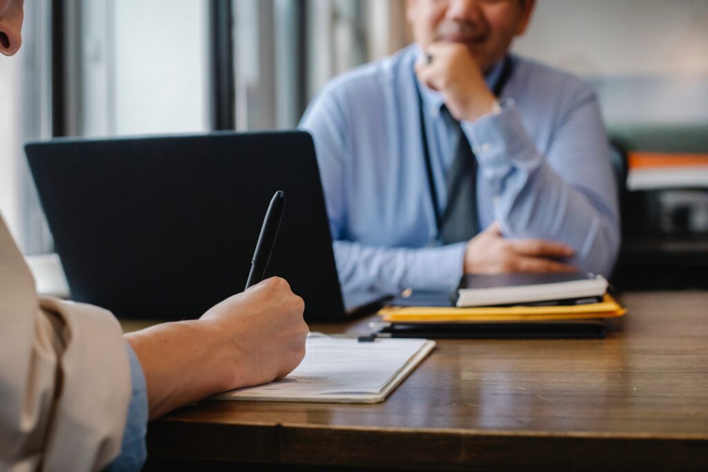 Businessman in blue shirt